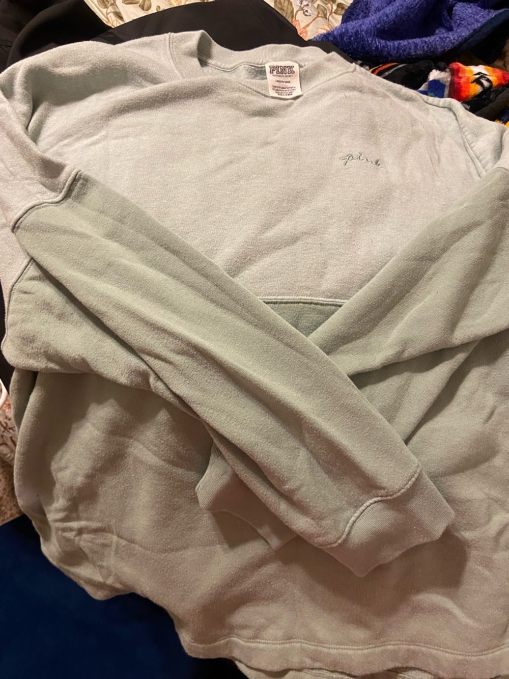 PINK Victoria's Secret Women's Crewneck Sweater - Sage Green